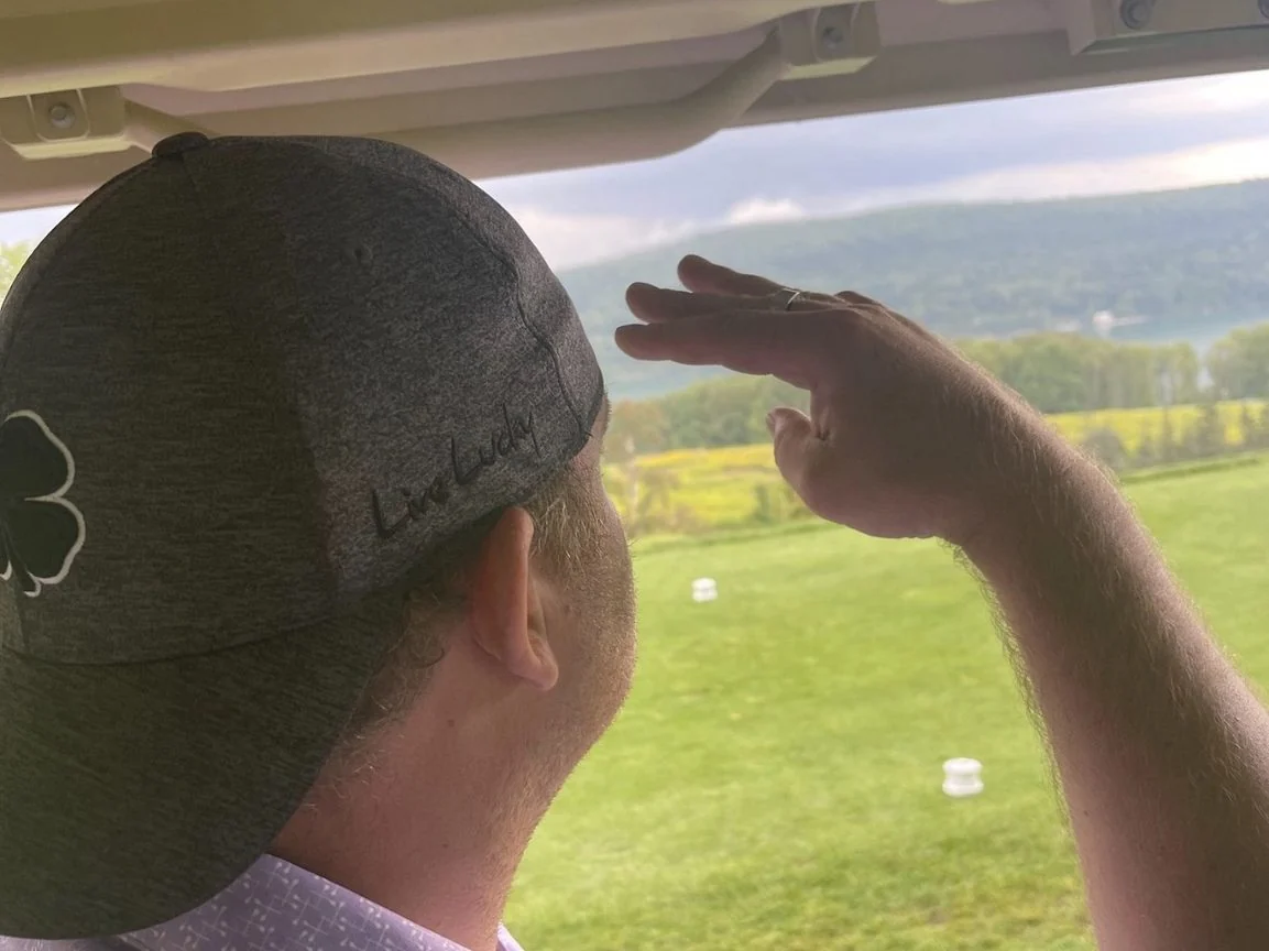 Pat looking out over the golf course